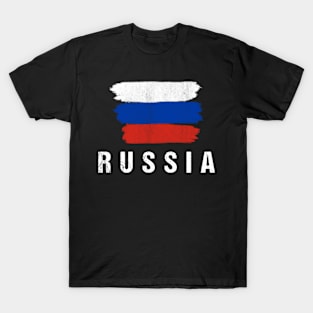 Painted Russia Flag Russian Flag Fan T-Shirt